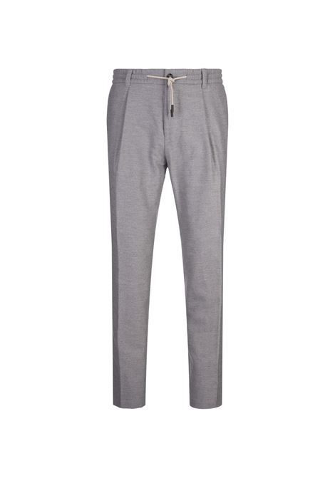 Grey Cashmere Blend Tapered Trousers With Drawstring BOSS | 50524816072