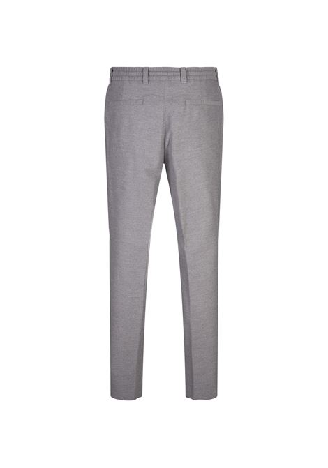 Grey Cashmere Blend Tapered Trousers With Drawstring BOSS | 50524816072