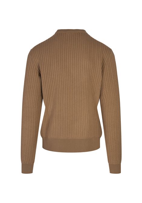 Light Brown Sweater With Fishbone Knit BOSS | 50526675260