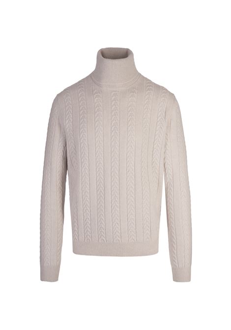 Maglione Dolcevita In Lana Vergine e Cashmere Bianco BOSS | 50526852104