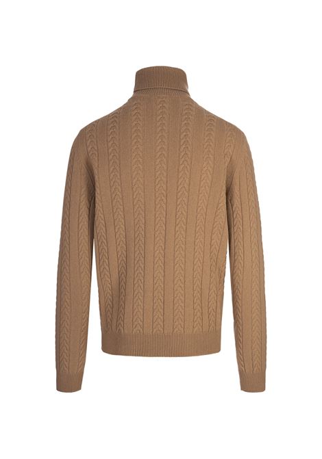 Beige Virgin Wool and Cashmere Turtleneck Sweater  BOSS | 50526852260