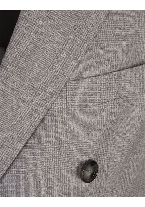 Grey Slim Fit Double-Breasted Suit In Checked Virgin Wool BOSS | 50527701072