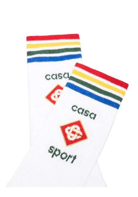 White Socks With Logo and Multicolour Stripes CASABLANCA | AF24-ACC-01003