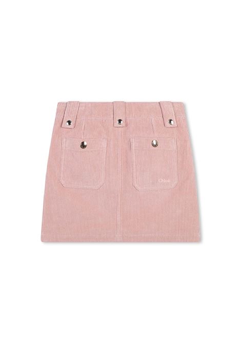 Pale Pink Corduroy Mini Skirt CHLOÉ KIDS | C20223454