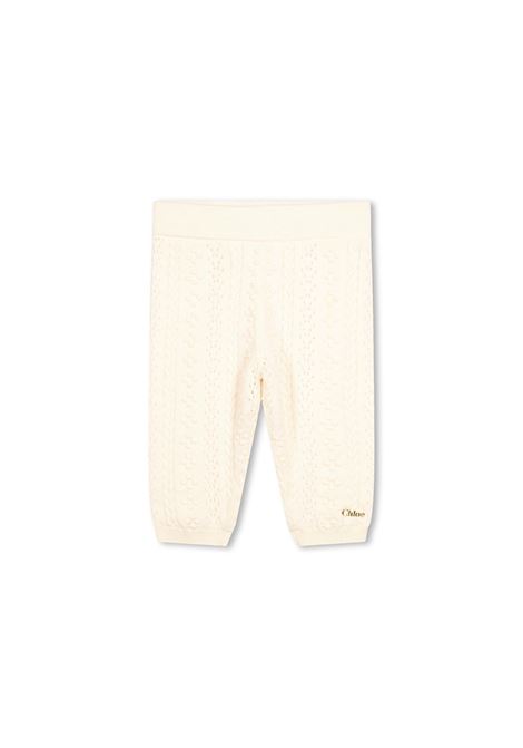 Ivory Knitted Leggings CHLOÉ KIDS | Trousers | C20227148