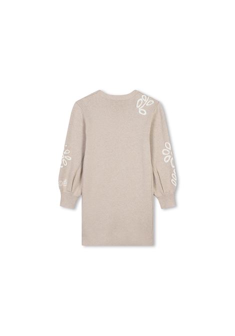 Abito In Maglia Beige Marl Con Ricami CHLOÉ KIDS | C20242C03