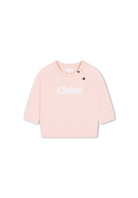 Felpa Girocollo Washed Pink Con Logo CHLOÉ KIDS | C2024345K