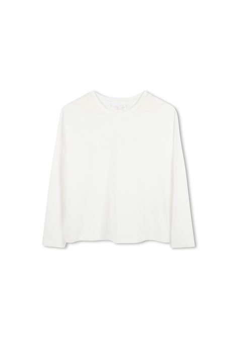 White T-Shirt With Embroidered Logo CHLOÉ KIDS | C20249117