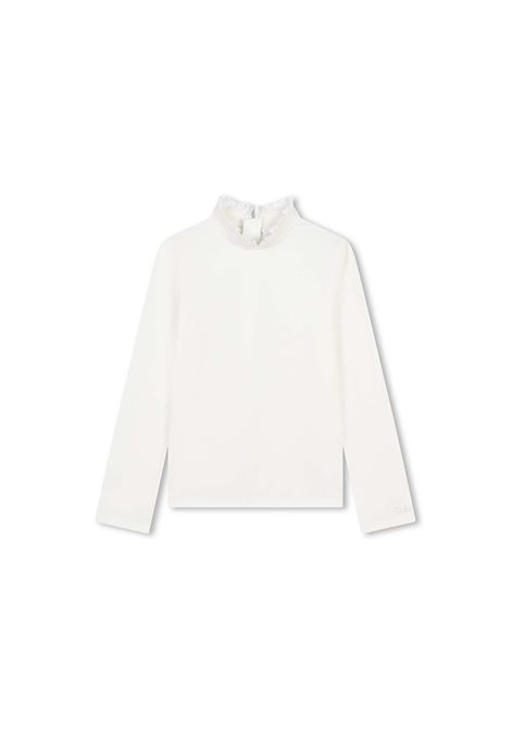 White T-Shirt With Logo and Ruffles CHLOÉ KIDS | C20251117