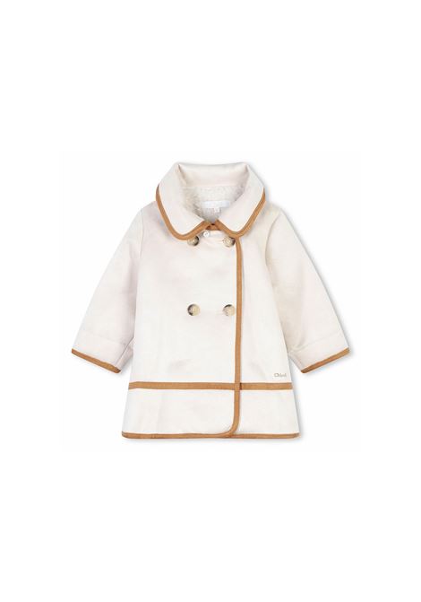 Cappotto Doppiopetto Con Cappuccio In Tessuto Scamosciato CHLOÉ KIDS | C2026822A