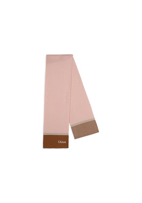 Washed Pink Knitted Scarf With Logo CHLOÉ KIDS | C2027045K