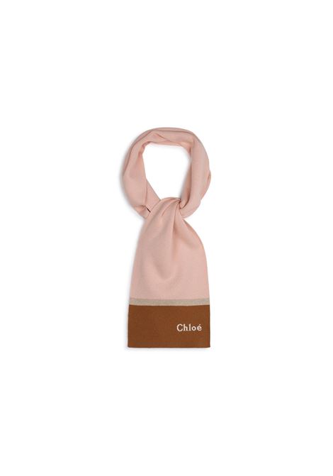 Washed Pink Knitted Scarf With Logo CHLOÉ KIDS | C2027045K