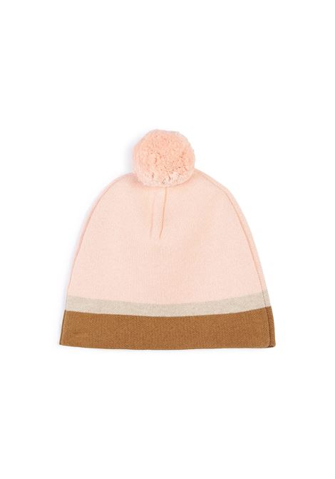 Washed Pink Knitted Hat With Logo and Pompon CHLOÉ KIDS | C2027245K