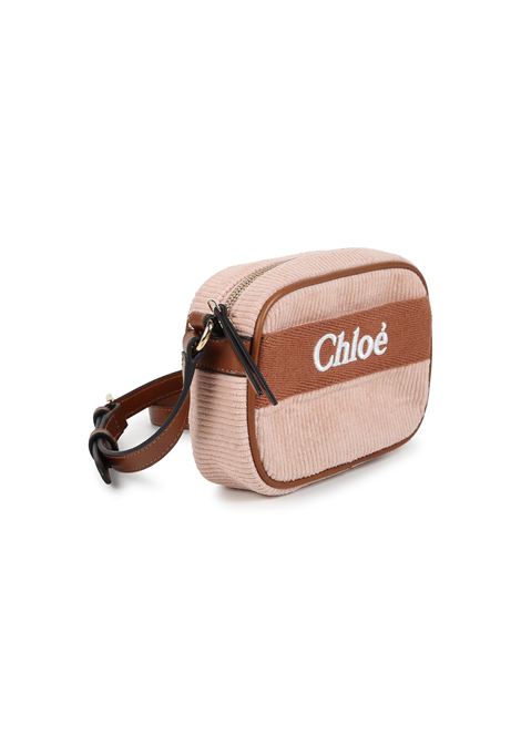 Pale Pink Corduroy Shoulder Bag With Logo CHLOÉ KIDS | C20273454