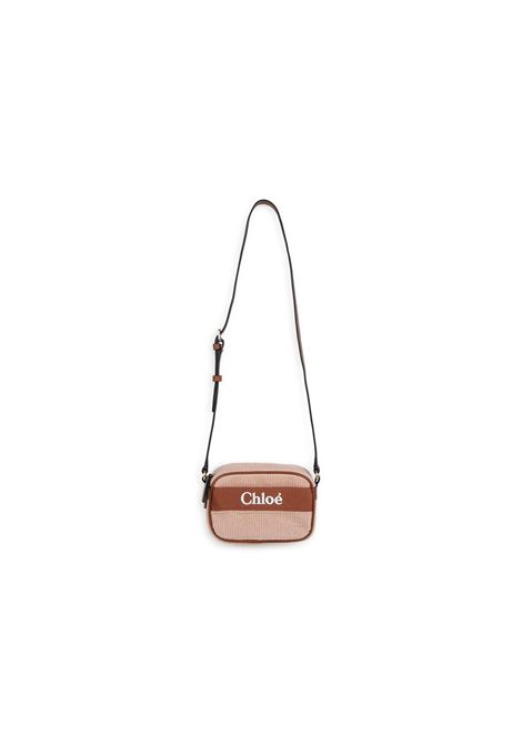 Pale Pink Corduroy Shoulder Bag With Logo CHLOÉ KIDS | C20273454