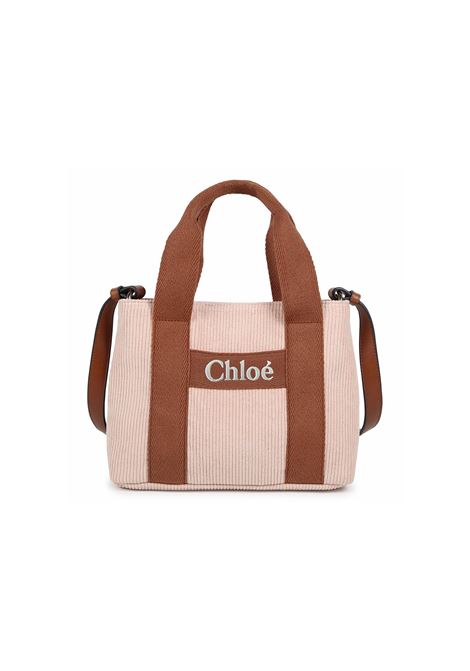 Borsa In Velluto a Coste Pale Pink Con Logo CHLOÉ KIDS | C20274454