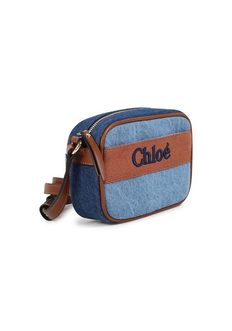 Borsa a Spalla In Denim Blu Con Logo CHLOÉ KIDS | C20276Z10