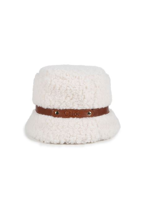 Cappello Da Pescatore In Shearling Avorio CHLOÉ KIDS | C20277148