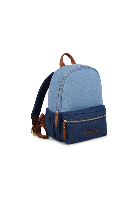 Zaino In Denim Blu Con Logo CHLOÉ KIDS | C20280Z10