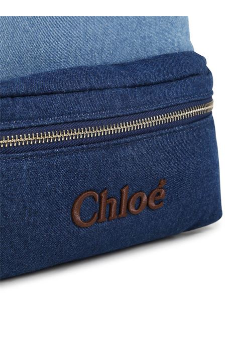 Zaino In Denim Blu Con Logo CHLOÉ KIDS | C20280Z10