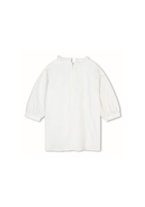 White Dress With Perforated Embroidery CHLOÉ KIDS | C20296117