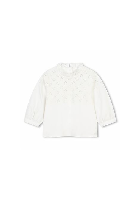 White Shirt With Perforated Embroidery CHLOÉ KIDS | C20299117