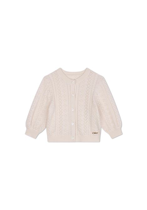 Cardigan In Maglia Avorio CHLOÉ KIDS | C20311148