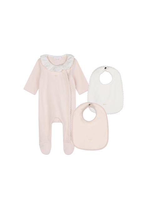 Gift Set With Pink Romper and Bibs CHLOÉ KIDS | C20325440