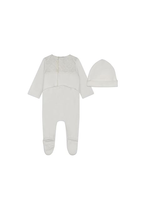 Grey Romper With Wavy and Floral Embroidery CHLOÉ KIDS | C20334117