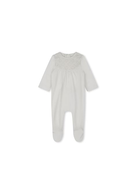 Grey Romper With Wavy and Floral Embroidery CHLOÉ KIDS | C20334117