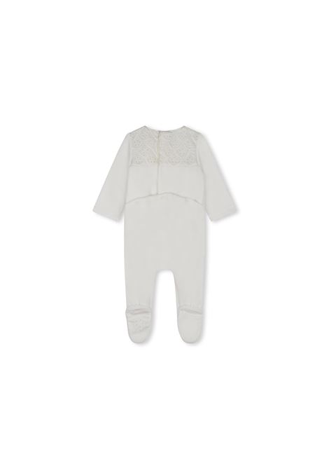 Grey Romper With Wavy and Floral Embroidery CHLOÉ KIDS | C20334117