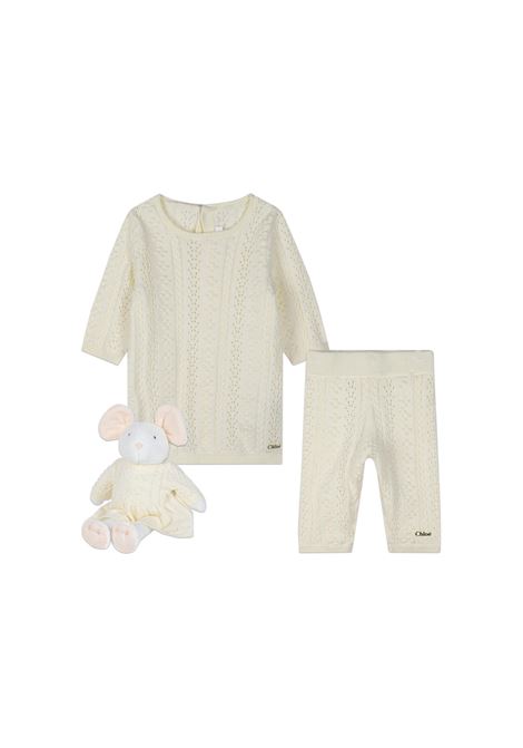 Ivory Gift Set With Dress, Leggings and Plush CHLOÉ KIDS | C20337148