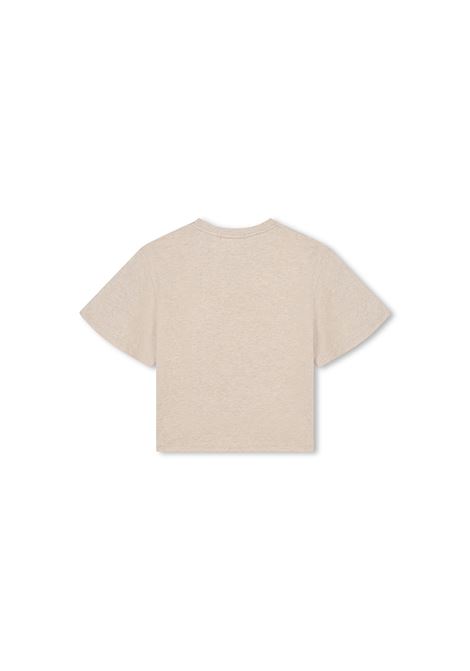 Beige Marl T-Shirt With Botanical Embroidery CHLOÉ KIDS | C20359C03