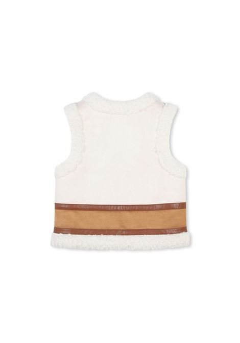 White and Chocolate Brown Gilet with Shearling Effect CHLOÉ KIDS | C20361324