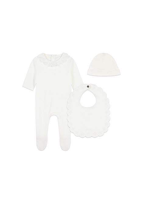 White Gift Set With Romper, Beanie and Bib CHLOÉ KIDS | C20378117