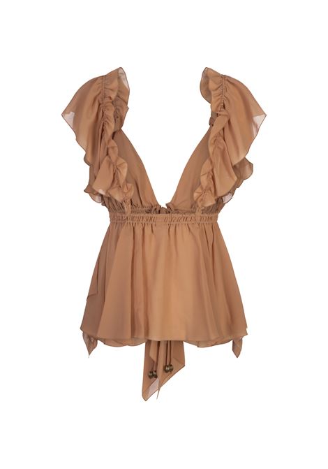 Cheek Georgette Silk Ruffled Top  CHLOÉ | 24AHT4100226W