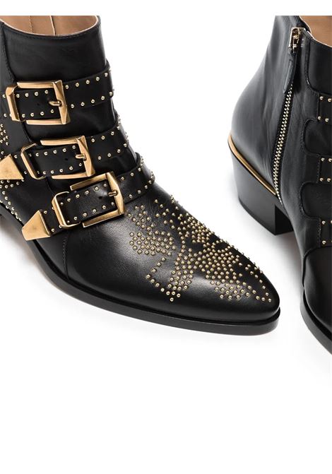 Susanna Ankle Boots In Black and Gold CHLOÉ | C16A134750ZY