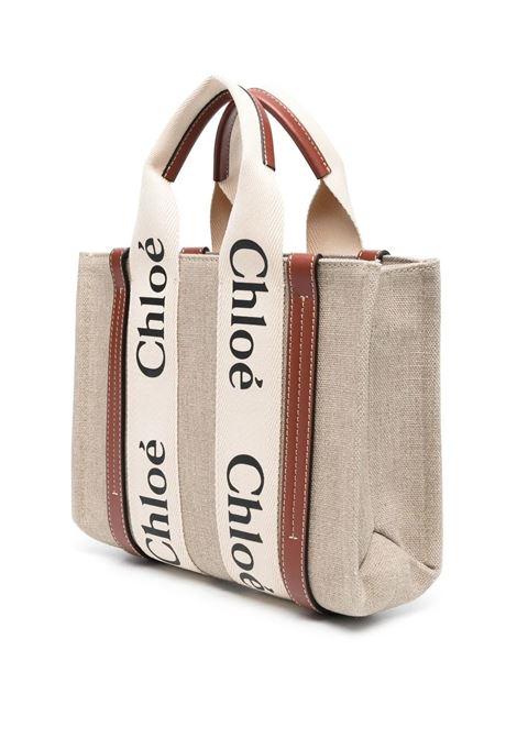 Borsa Tote Woody Piccola Bianca e Marrone CHLOÉ | C22AS397I2690U