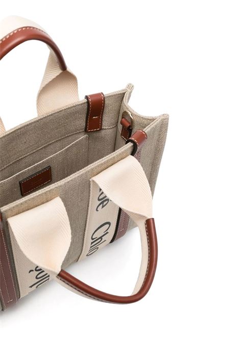 White and Brown Woody Small Tote Bag CHLOÉ | C22AS397I2690U