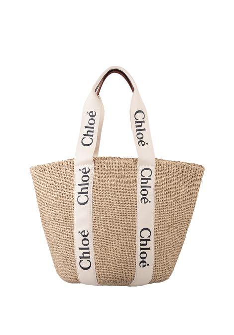 Borsa Cesto Grande Woody In Rafia Con Nastri Chloé CHLOÉ | C22SS380G55101