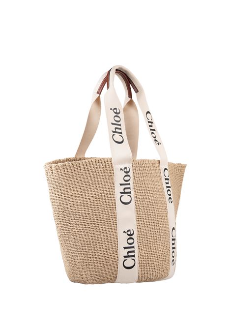 Woody Large Basket Bag In Raffia With Chlo? Ribbons CHLOÉ | C22SS380G55101