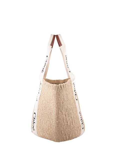 Woody Large Basket Bag In Raffia With Chlo? Ribbons CHLOÉ | C22SS380G55101