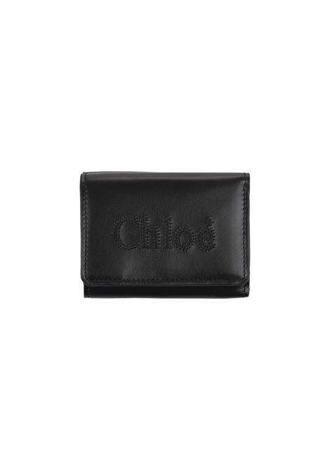 Portafoglio Tri-Fold Chloé Sense Mini In Pelle Morbida Nera CHLOÉ | C23AP875I10001