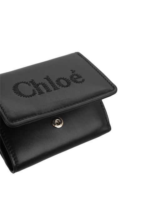 Portafoglio Tri-Fold Chloé Sense Mini In Pelle Morbida Nera CHLOÉ | C23AP875I10001