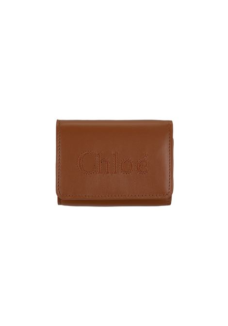 Portafoglio Tri-Fold Chloé Sense Mini In Pelle Morbida Tan CHLOÉ | C23AP875I10247