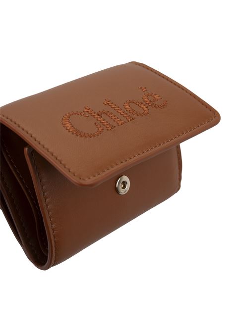 Portafoglio Tri-Fold Chloé Sense Mini In Pelle Morbida Tan CHLOÉ | C23AP875I10247