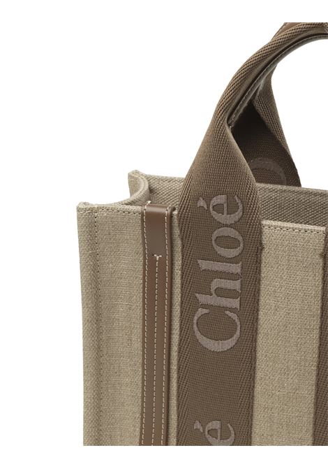 Woody Small Tote Bag In Dark Nut Linen CHLOÉ | C23AS397L1729X