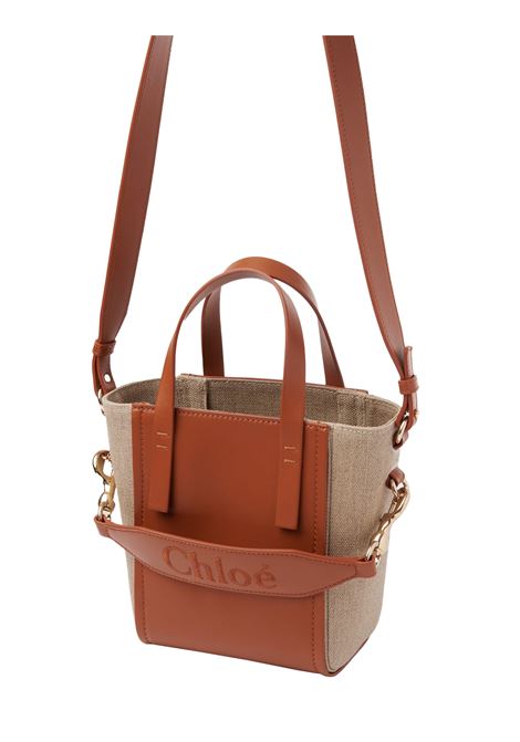 Borsa Sense In Lino Naturale e Pelle Caramel CHLOÉ | C23AS425L16247