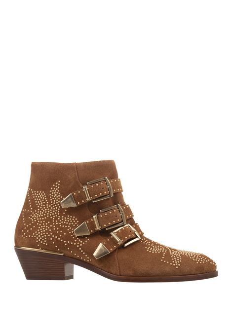 Brown Suede Susanna Ankle Boots  CHLOÉ | C23W134F627T