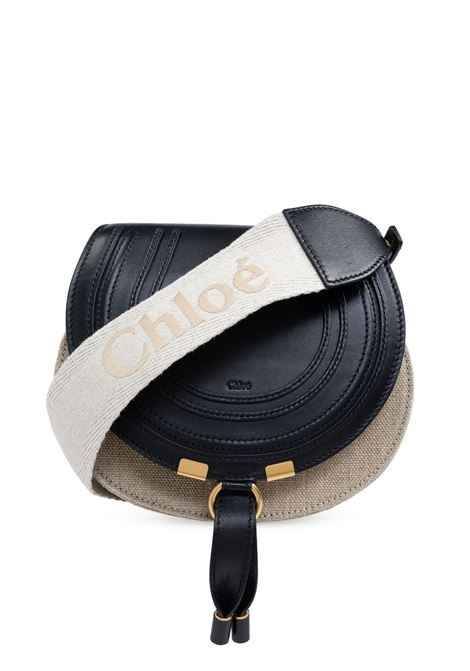 CHLOÉ Borsa Saddle Piccola Marcie In Lino e Pelle - CHLOÉ